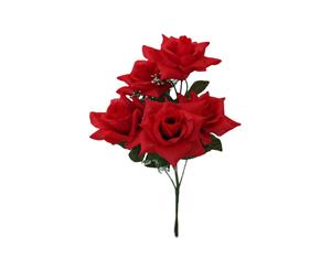 Artificial Fake Flowers Bouquet Greenery Foliage Leaf Roses Wedding Decor[Design Rose C (Red)]