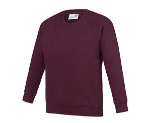 Awdis Academy Childrens/Kids Crew Neck Raglan School Sweatshirt (Pack Of 2) (Burgundy) - RW6682