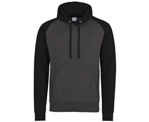 Awdis Just Hoods Adults Unisex Two Tone Hooded Baseball Sweatshirt/Hoodie (Charcoal/Jet Black) - RW3928