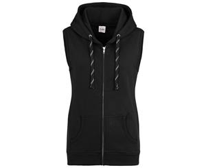 Awdis Just Hoods Womens/Ladies Girlie Sleeveless Full Zip Hoodie (Jet Black) - RW3940