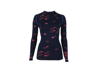 BRBL Lapland Women's Gym Tights Long Sleeve Top Base - Navy/Coral