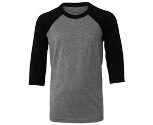 Bella + Canvas Childrens/Kids 3/4 Sleeves Baseball Tee (Deep Heather/Black) - RW6338