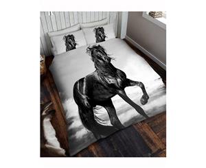 Black Horse Double Duvet Cover and Pillowcase Set