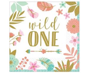 Boho Birthday Girl Wild One Lunch Napkins 16pk