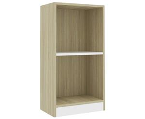 Bookshelf White and Sonoma Oak 40x24x75cm Chipboard Bookcase Cabinet