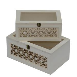 Boyle Plywood Large Rectangle Laser Cut Front Display Box - 2 Pack