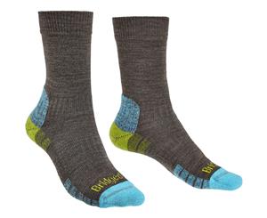 Bridgedale Womens Hike Light Merino Endurance Walking Socks - Brown / Lime