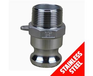 Camlock STAINLESS STEEL 316 40mm (1 1/2") Type F Male Adaptor x Male Cam Lock