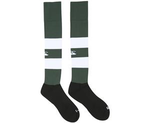 Canterbury Mens Team Hoop / Stripe Pattern Nylon Blend Rugby Socks - Forest / White