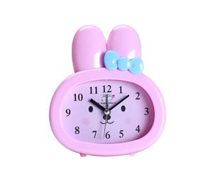 Cartoon Rabbit Quartz Analog Alarm Clock - Pink