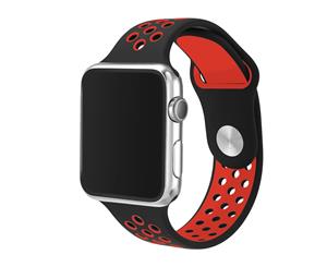 Catzon Sport Soft Silicone Apple Watch Strap iWatch Band Bracelet Replacement Band For iWatch Series 1 2 3 4 - Black Red