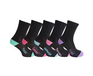 Cottonique Womens/Ladies Premium Quality Day Socks (5 Pairs) (Lilac/Pink/Blue/Fuchsia/Green) - W517