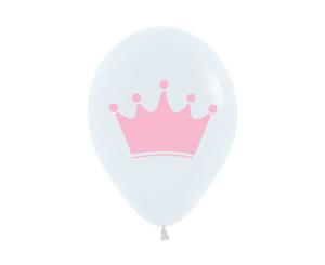 Crown Fashion White 30cm Latex Balloons Pink Ink 50pk