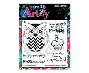 Dare 2B Artzy Clear Stamps 4X4 Sheet Birthday Owl