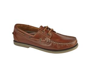 Dek Mens Moccasin Boat Shoes (Light Tan Leather) - DF676