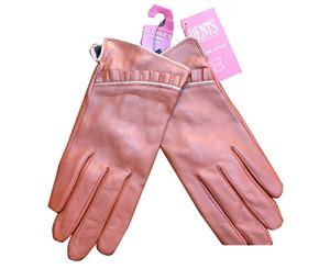 Dents Ladies Sheepskin Lined Ruffle Piping Gloves - Cognac