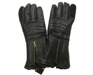 Dents Thinsulate Leather Motorbike Gloves Fur Lined - Black