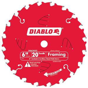 Diablo 150mm 20T Circular Saw Blade for Wood Cutting - Framing