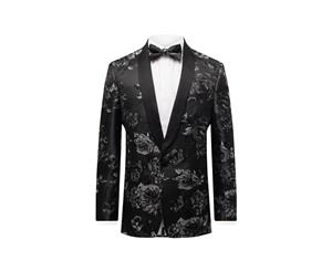 Dobell Mens Silver Floral Jacquard Tuxedo Jacket Regular Fit