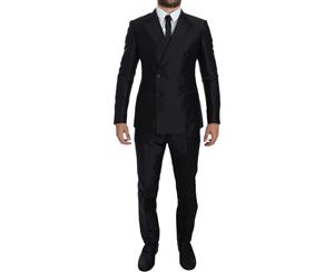 Dolce & Gabbana Black Silk Double Breast Slim 4 Piece Suit