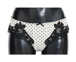 Dolce & Gabbana White Silk Stretch Black Lace Underwear