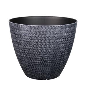 Eden 55cm Charcoal Plastic Weave Planter Pot