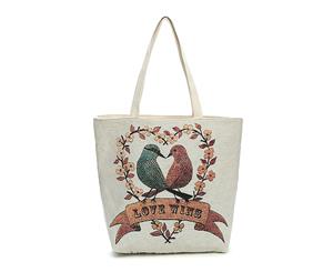 Embroidery Bird Canvas Shopping Bag/Tote Bag