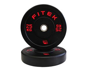 FITEK 25KG Pair Virgin Rubber Olympic Bumper Plates Black V3