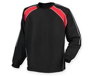 Finden & Hales Mens Long Sleeve Sports Warm-Up Drill Top (Black/ Red/ White) - RW4159