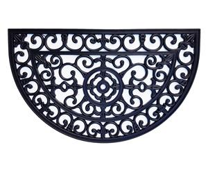 Fleur De Lis Rubber Doormat Large Half Round - Black - Size 55x90x2 cm