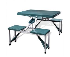 Foldable Camping Table Set with 4 Stools Aluminium Extra Light Green