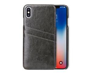 For iPhone XS MAX CoverDeluxe Wallet with Card Slots Leather Phone CaseGrey