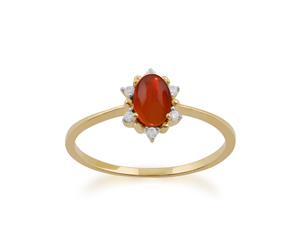 Gemondo 9ct Yellow Gold 0.33ct Fire Opal & Diamond Cluster Ring