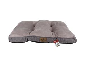 Gray Pet Bed Quilted Plush Top Linen Bottom Puppy Mattress Comfortable Cushion