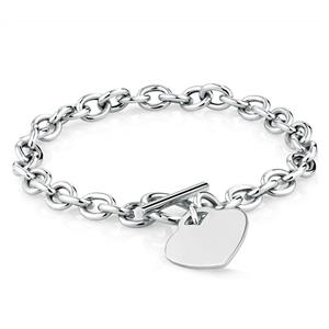 Heart Belcher Bracelet in Sterling Silver