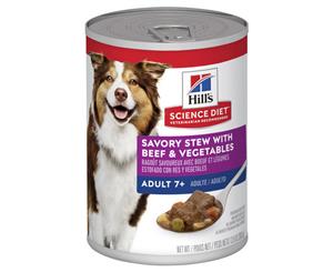 Hill's Science Diet Adult 7+ Savory Stew Beef & Vegetables Canned Dog Food 363g x 12