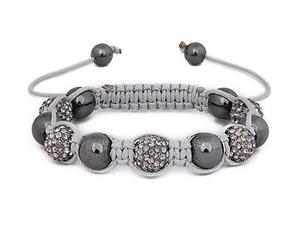 Iced Out Unisex Bracelet - STRONG Beads grey - Black