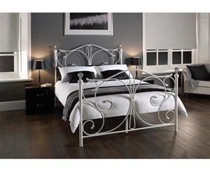 Istyle Christina Queen Bed Frame Metal Grey White