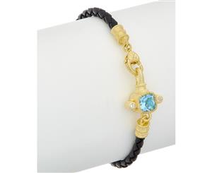 Judith Ripka 14K Over Silver & Leather 2.12 Ct. Tw. Gemstone Bracelet