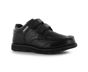 Kangol Kids Harrow Strapped Boys Dual Hook and Loop Leather Shoes Slip On - Black