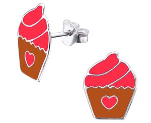 Kids Sterling Silver Cupcake Stud Earrings