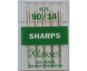 Klasse Sewing Machine Needles SHARPS Size 90 / 14 Pack of 5 Needles