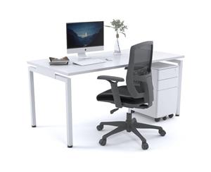 Literail Office Desk White Floating Sqaure Leg [1800L x 800W] - white none