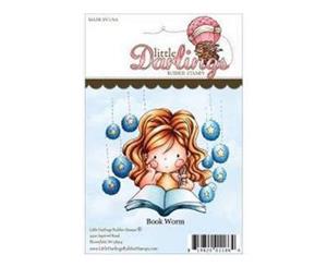 Little Darlings Unmounted Rubber Stamp 3.22In. X3.25In. Lisbeth Book Worm