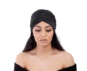 Lovisa Black Glitter Turban Hat