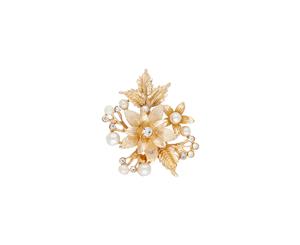 Lovisa Gold Leaf Flower Pearl Brooch