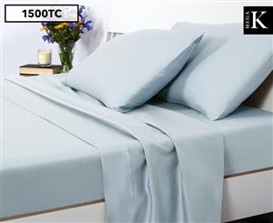 Luxury Living 1500TC Mega King Bed Sheet Set - Pastel Blue