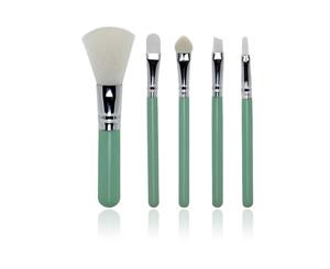 Mini 5 Piece Travel Brush Set Fiber Makeup Brush Multi Task - Teal Green