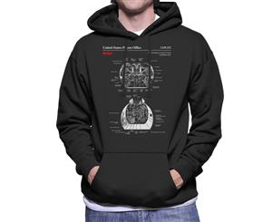 NASA Lunar Module Ascent Stage Interior Blueprint Men's Hooded Sweatshirt - Black