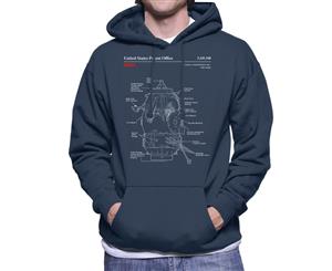 NASA Russian Docking Compartment Blueprint Men's Hooded Sweatshirt - Navy Blue